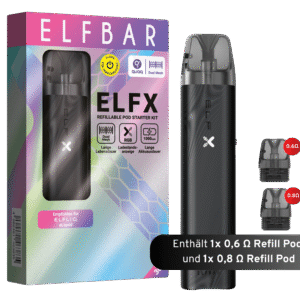ELFBAR ELFX Refillable Kit - Black (inkl. 0.6 & 0.8 Ohm Pod)
