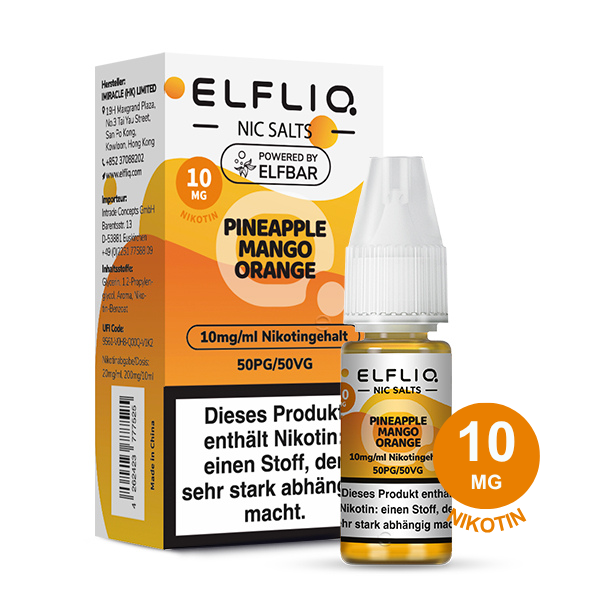 Second image of ELFLIQ by Elfbar - Pineapple Mango Orange 10mg Nikotin (10ml)