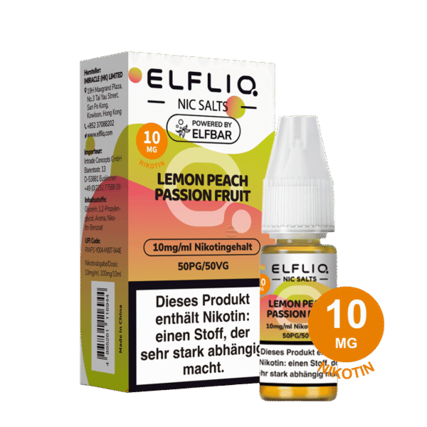 Second image of ELFLIQ by Elfbar - Lemon Peach Passion Fruit 10mg Nikotin (10ml)