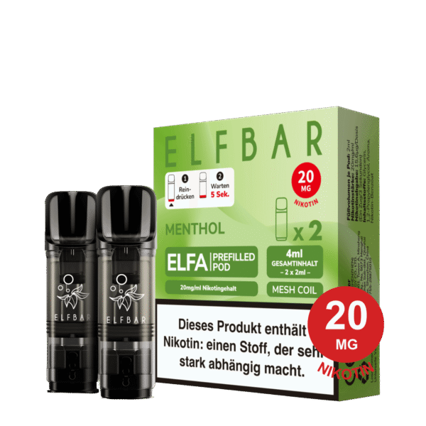 Second image of ELFBAR ELFA Pod – Menthol 20mg Nikotin (2er Pack)
