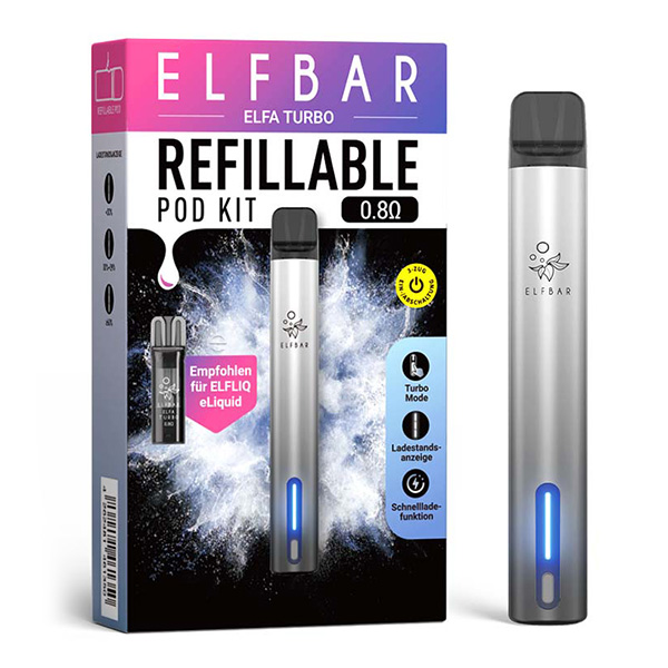 Second image of ELFBAR ELFA Turbo Pod Kit– Aurora Black (inkl. 0.8 Ohm Refill Pod)