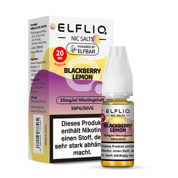 Second image of ELFLIQ by Elfbar - Blackberry Lemon 20mg Nikotin (10ml)
